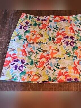 Vibrant Floral Print Mini Skort - Multicolor